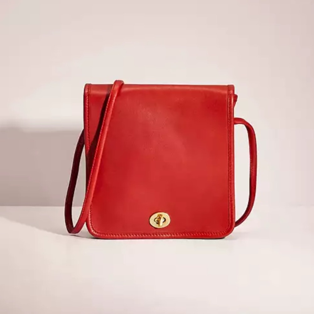 Vintage Coach NYC Red Compact Pouch Flap Crossbody 2067